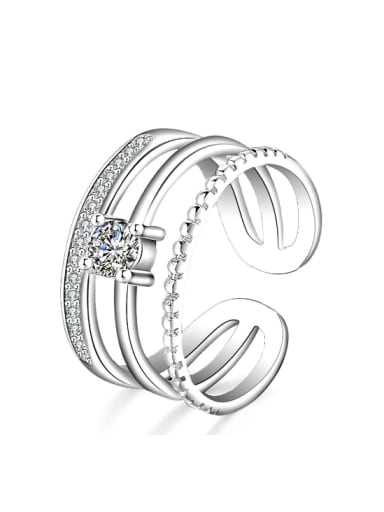 Three Lines Micro Pave Zircons Opening Ring