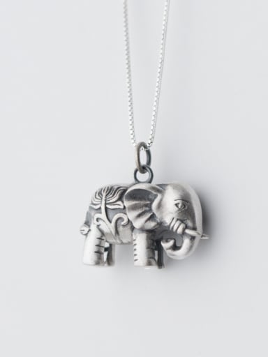 Women Lovely Elephant Shaped S925 Silver Pendant
