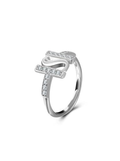 Exquisite Letter S Shaped Platinum Plated 925 Silver Ring