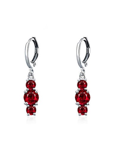 Exquisite Red Zircons Copper Drop Earrings