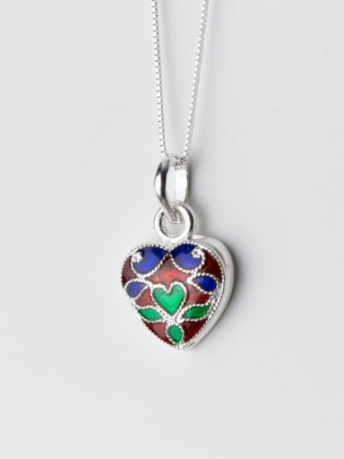 Vintage Colorful Heart Shaped S925 Silver Glue Pendant