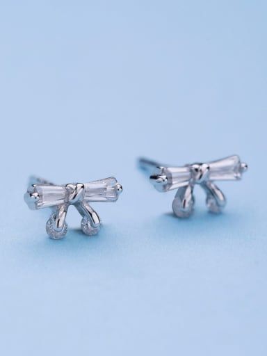 All-match Bowknlt Shaped Silver stud Earring