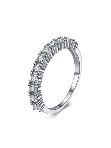 Simple Elegant Platinum Plated Ring with Zircons