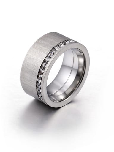 Stainless Steel With Rhinestone Band Rings