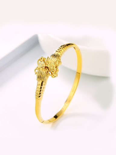 Copper Alloy Gold Plated Classical Dragon Head Bangle