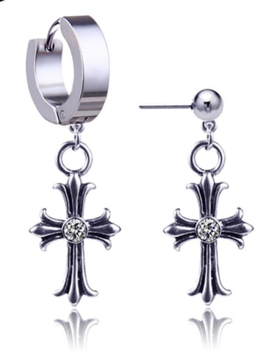 Stainless Steel With Classic Cross Clip On Earrings