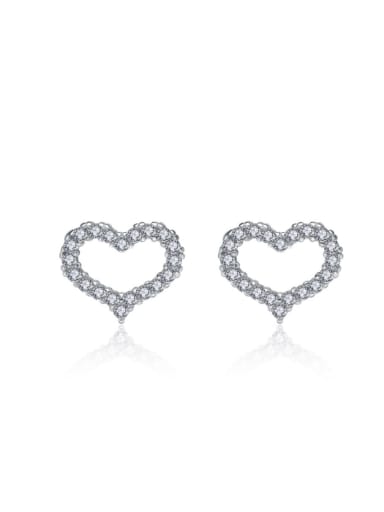 Hollow Heart Micro Pave Simple Stud Earrings