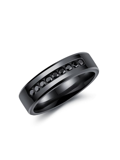 Personalized Black Rhinestones Titanium Men Ring