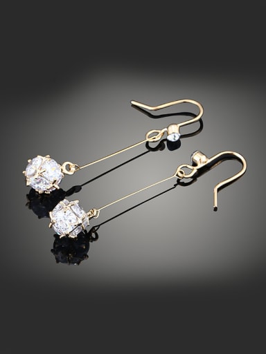 Fashion Cubic Zirconias Gold Plated Copper Drop Earrings