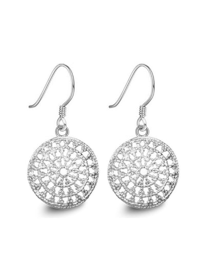 Round Shaped Micro Pave Zircons Hollow Drop Earrings