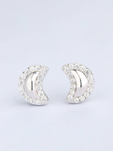 Women Moon Shaped Zircon Earrings