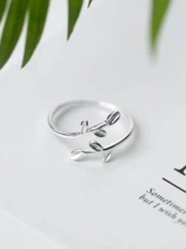 Sterling Silver Small fresh olive branch free size ring
