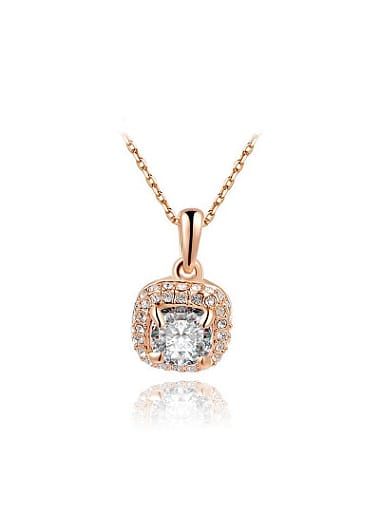 Trendy Rounded Square Shaped AAA Zircon Necklace