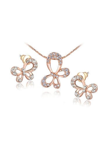 Alloy Rose Gold Plated Fashion Butterfly Two Pieces Jewelry Set