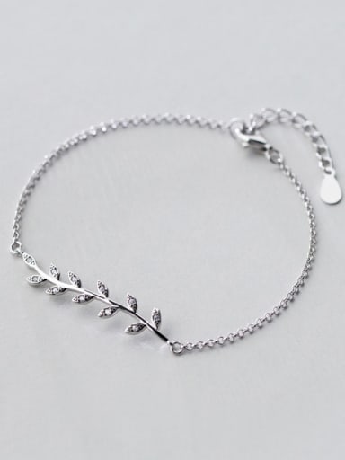 S925 silver exquisite fresh leaves zircon bracelet