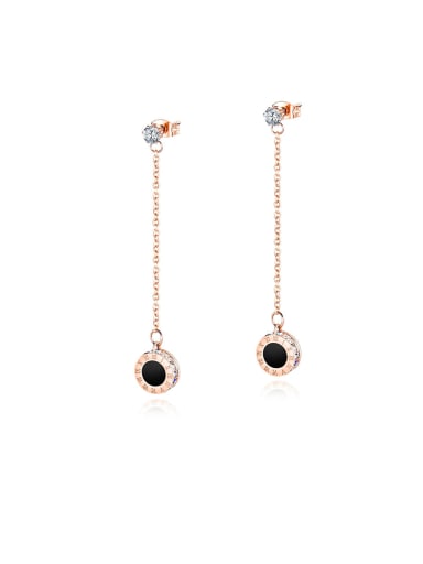 Stainless Steel With Rose Gold Plated Simplistic Round Threader Earrings