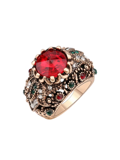 Retro style Red Resin stone Crystals Alloy Ring