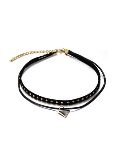 Fashionable Triangle Shaped Artificial Leather Glue Necklace