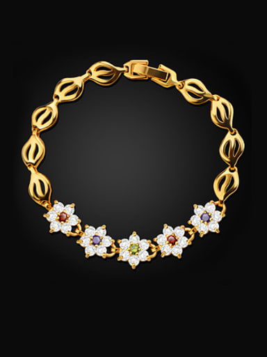 18K Gold Plated Flower Zircon Bracelet