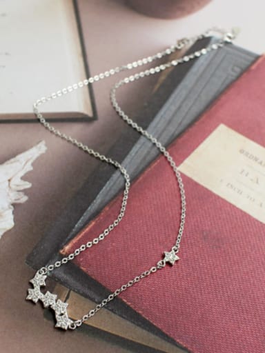 Fashion Little Stars Tiny Zirconias Silver Necklace
