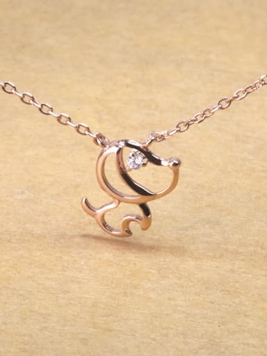 Simple 925 Silver Hollow Puppy Dog Necklace