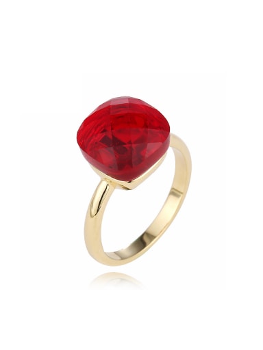 Simple Ruby Crystal Gold Plated Copper Ring