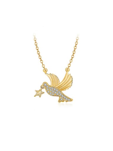 Exquisite Gold Plated Bird Shaped Rhinestones Necklace