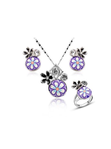 custom Elegant Platinum Plated Polymer Clay Flower Shaped Two Pieces Jewelry Set