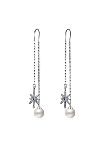 Fashion Shiny Zirconias Star Imitation Pearl Line Earrings