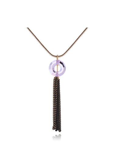 Fashion Hollow Round austrian Crystal Tassels Alloy Necklace