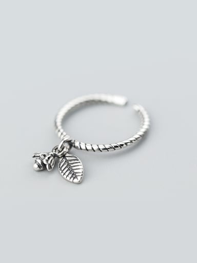 Retro Open Design Leaf Shaped S925 Silver Ring