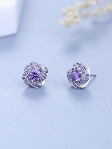 Women Trendy Purple Zircon stud Earring