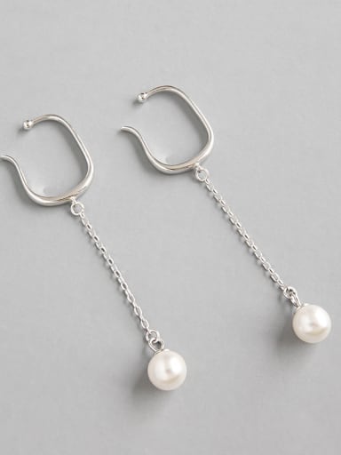 Sterling silver imitation pearl without ear pierced ear clip