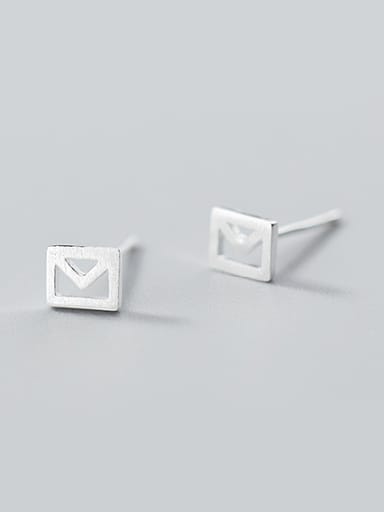 Creative Hollow Square Shaped S925 Silver Stud Earrings