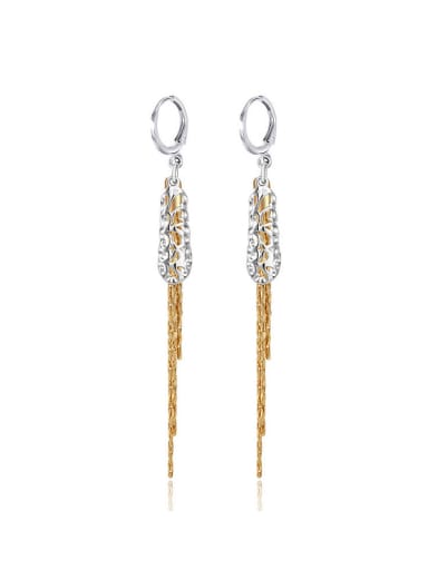 Copper Alloy 18K Gold Plated Fashion Bohemia Tassel Hollow Drop threader earring