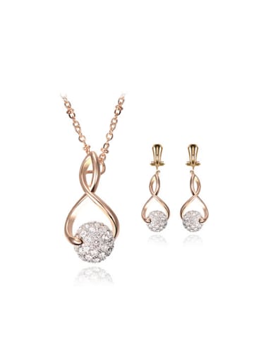 Alloy Imitation-gold Plated Fashion Eight-shaped CZ Two Pieces Jewelry Set