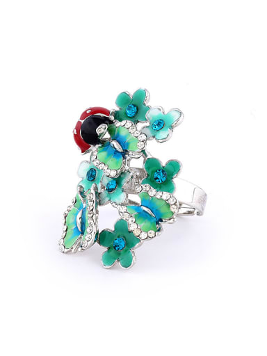 Exaggerated Butterfly Flower Ladybird Colorful Rhinestones Alloy Ring