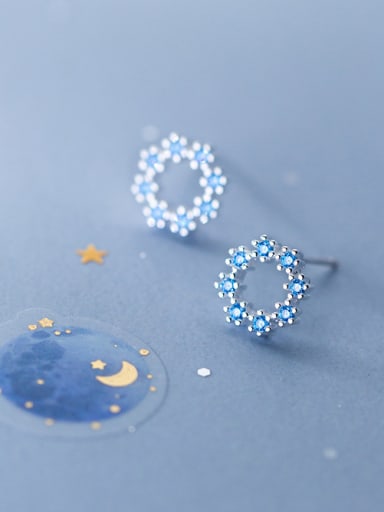 925 Sterling Silver With Silver Plated Simplistic Garland Stud Earrings