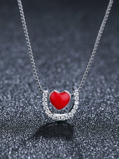 925 Sterling Silver With Platinum Plated Simplistic U-Shaped Love Necklaces