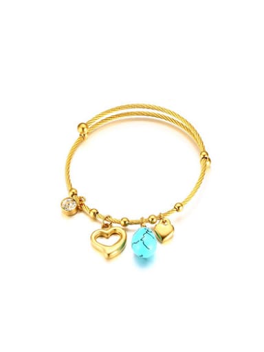 Elegant Gold Plated Heart Shaped Turquoise Bangle