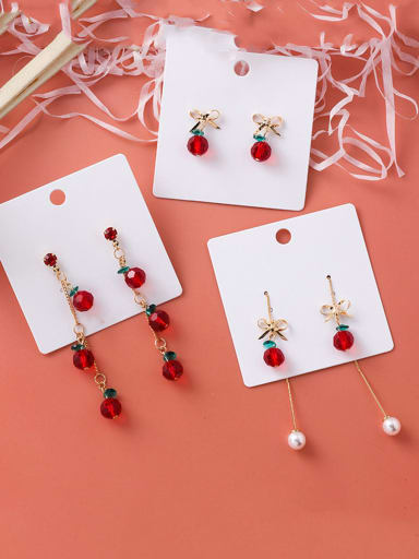 Alloy With Rose Gold Plated Fashion Round  Cherry Bow Tassel Earrings