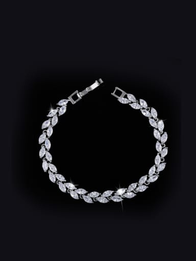 white17.8Cm Fashion AAA Zircon Leave-shape Bracelet