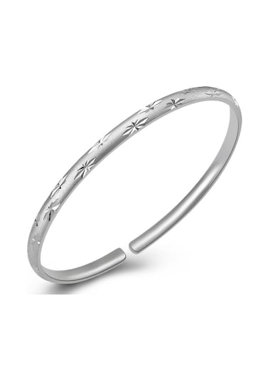 Bohemia style 999 Silver Star Patterns-etched Opening Bangle