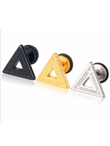 Stainless Steel With Black Gun Plated Simplistic Triangle Stud Earrings
