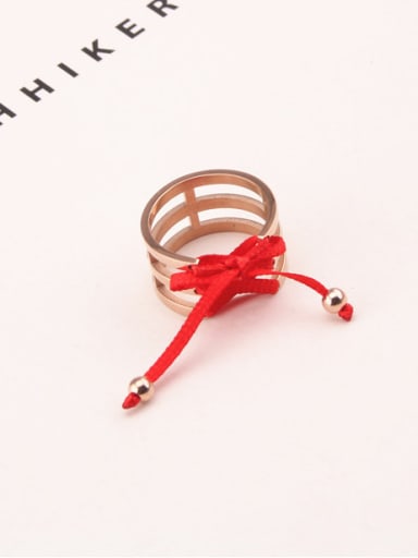 Multi-layer Rose Gold Plated Red Rope Ring