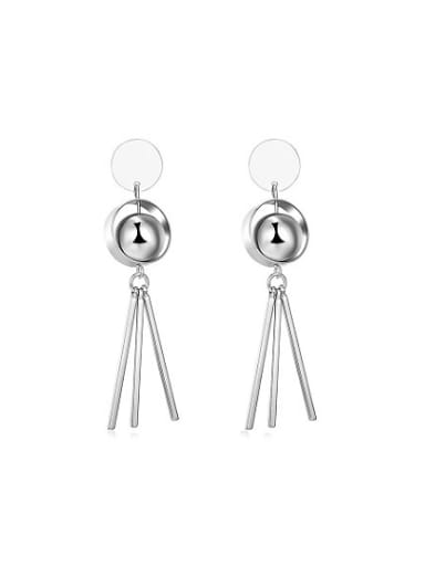 Personality Platinum Plated Beads Drop Earrings