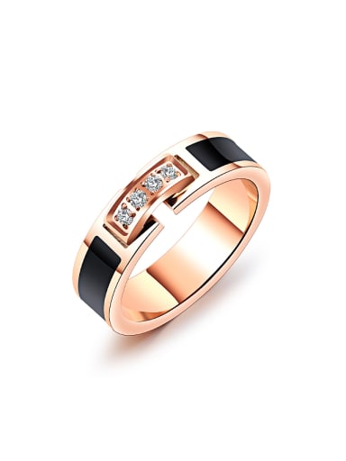 Fashion Zirconias Rose Gold Plated Titanium Ring