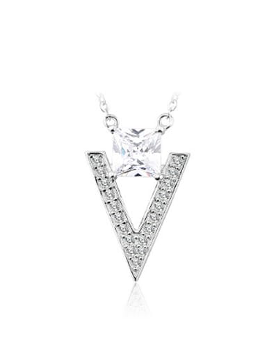 Simple Square Zircon V-shaped Necklace