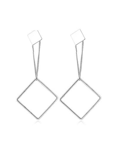 Exquisite Platinum Plated Square Shaped Earrings
