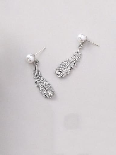 Alloy With Platinum Plated Simplistic Leaf Drop Earrings